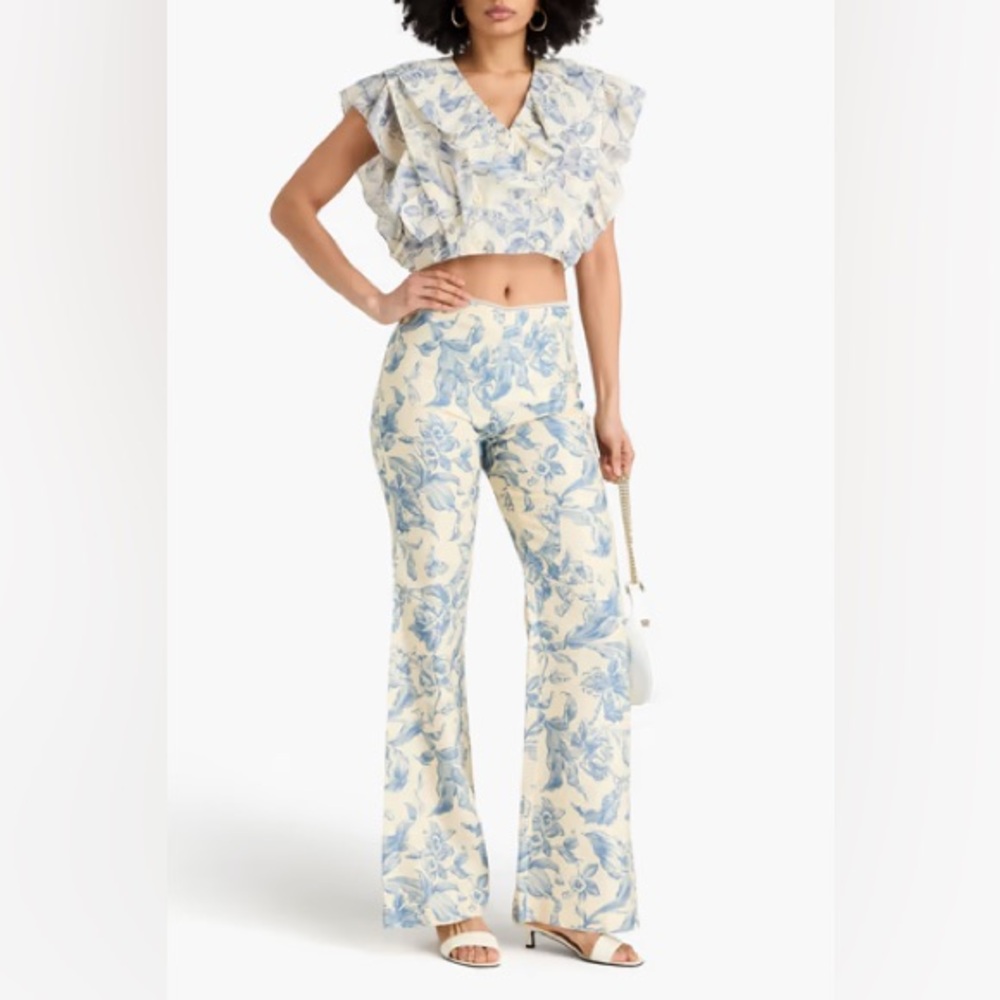 Sandro Paris Blue Toile Floral Matching Set Size 36